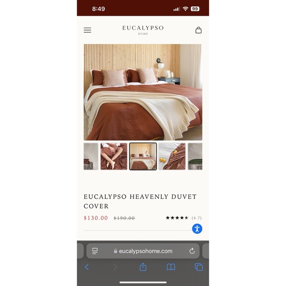 Eucalypso Home Terracotta Heavenly Duvet Cover & Silky Pillowcase Set - Picture 2 of 7